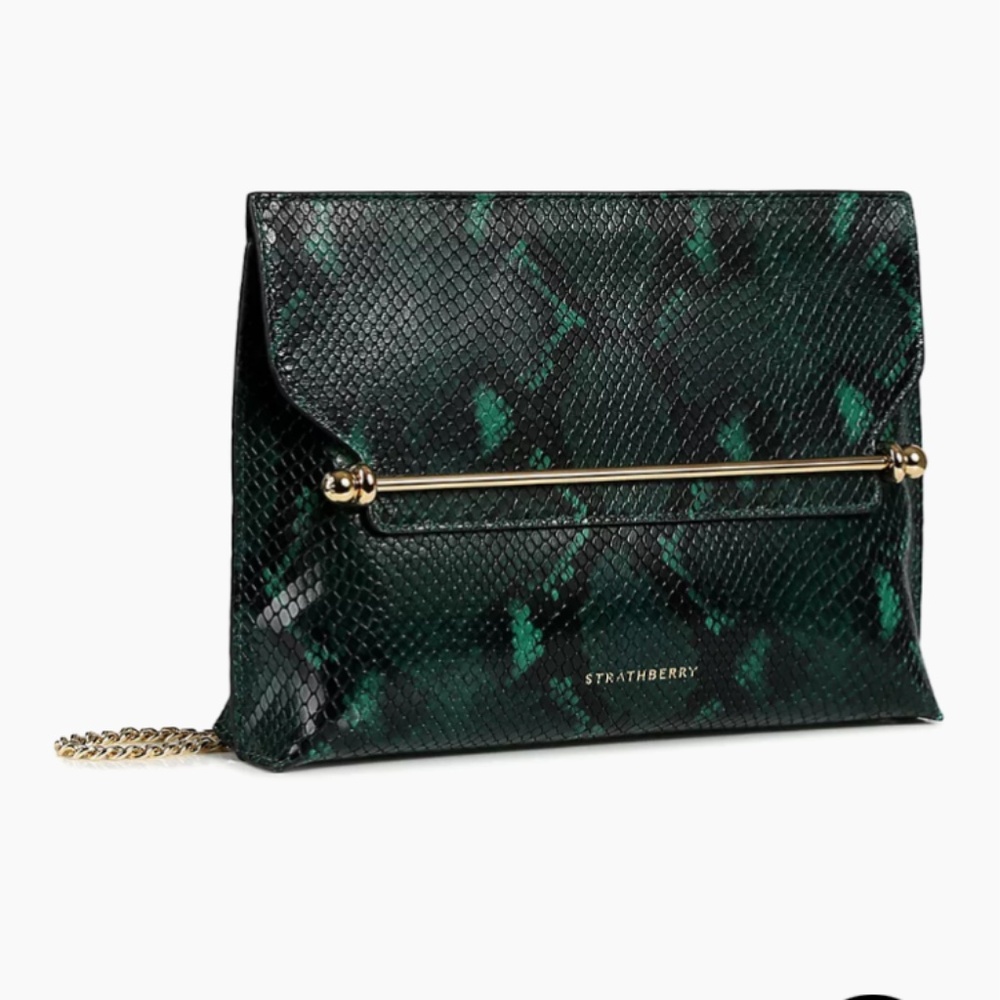Strathberry Stylist bag in Green Embossed Leather